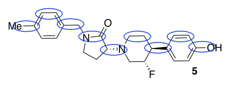 Complex organic molecule with horizontal bonds circled.