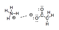 Interacción ión-ion entre acetato y amonio.