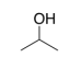 Estructura esquelética del alcohol isopropílico.