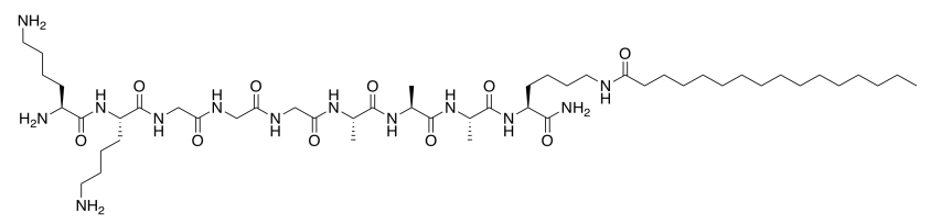 Péptido compuesto por alanina y glicina con una cadena larga de hidrocarburos con un grupo amida en el aminoácido N-terminal.