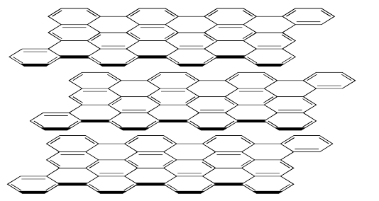 Lámina de grafito, compuesta por arreglos hexagonales de carbono.