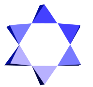 3D models of tetrahedrons arranged in star formation.