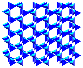 Two sheets of tectosilicates superimposed on each other, point-to-point.