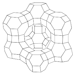 Faujasite, a complex three-dimensional structure.