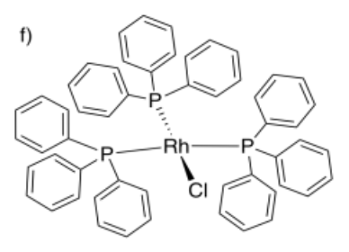 Rhodium coordination complex with one chlorine ligand and three phosphene ligands.