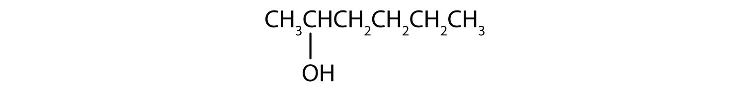 De izquierda a derecha, hay seis carbonos en la cadena lineal alcano con un grupo hidroxilo en el carbono 2.