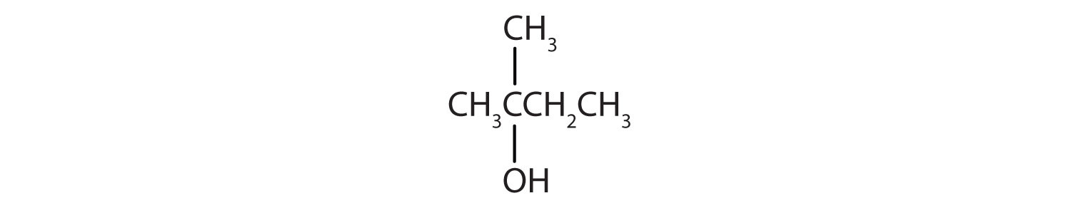 De izquierda a derecha, hay cuatro carbonos en la cadena lineal alcano con un grupo metilo e hidroxilo en el carbono 2.