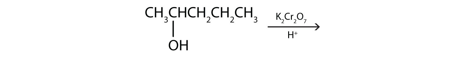 Reaction of 2 pentanol with potassium dichromate under acidic conditions.