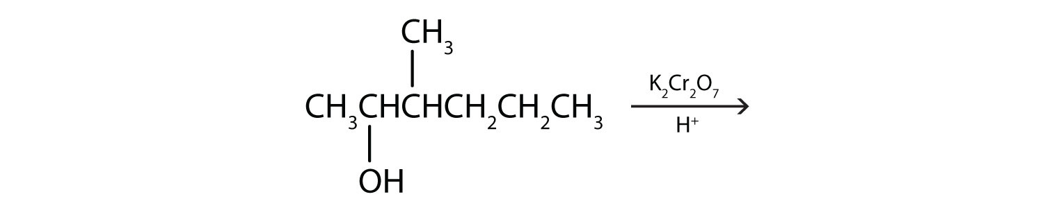 Reaction of 3 methyl 2 hexanol with potassium dichromate under acidic conditions.