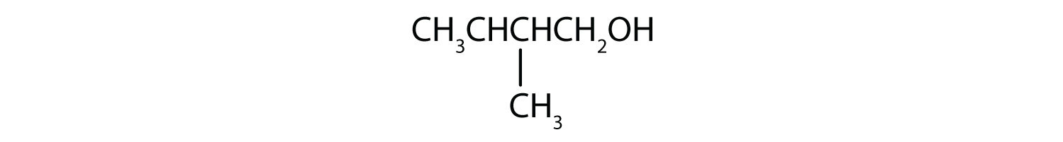 De izquierda a derecha, hay cuatro carbonos en la cadena lineal alcano con un grupo metilo en el carbono 3 así como un grupo hidroxilo en el carbono 4.