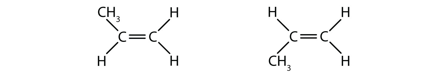 propene does not have cis and trans isomers because changing the position of one methyl and hydrogen results in the same molecule.