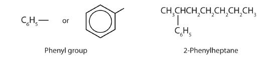 Structure of the phenyl group and phenyl-substituted molecule.