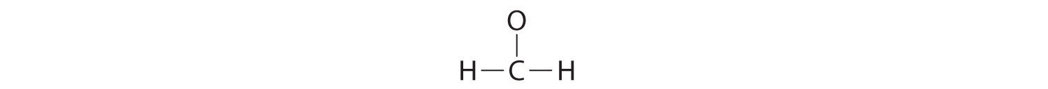 Structure of CH2O with bond lines, but not electrons.