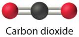 Ball and stick model of carbon dioxide.