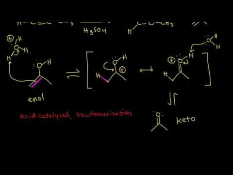 Thumbnail for the embedded element "Hydration of alkynes | Alkenes and Alkynes | Organic chemistry | Khan Academy"