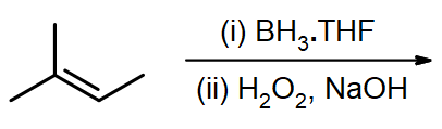 What is the hydroboration-oxidation product from 2-methylbut-2-ene?