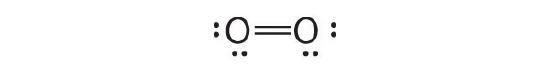 2 oxygens bound together with a double bond; each has 4 valence electrons.