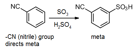 Meta sulfonation of benzonitrile