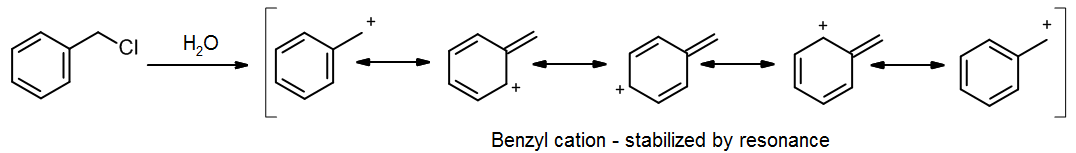 Resonance forms of benzyl carbocation