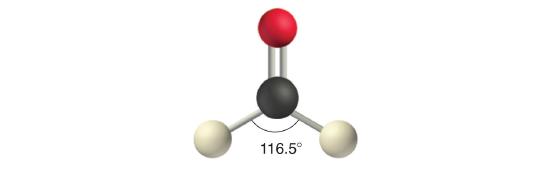The bond angle between the hydrogens is 116.5