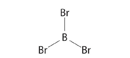 Boron shown with bonds to three bromines.