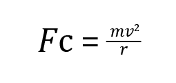 Image of Centripetal Force in an equation. F multiplied by c equals m multiplied by v to the power of 2 divided by r.