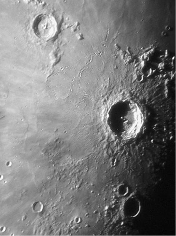 Image of Large Lunar Craters Eratosthenes (upper left) and Copernicus (center right).