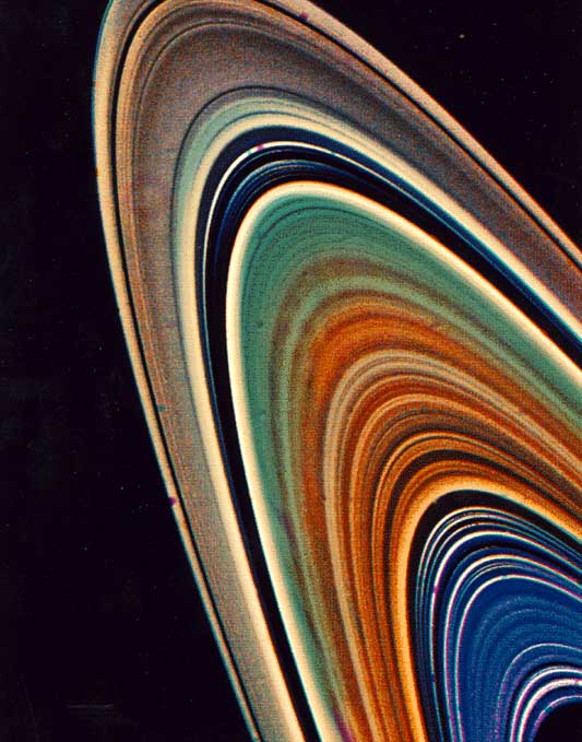 Image of Enhanced color image of Saturn’s rings.