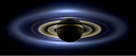 Image of Saturn’s rings, with Saturn blocking the Sun .