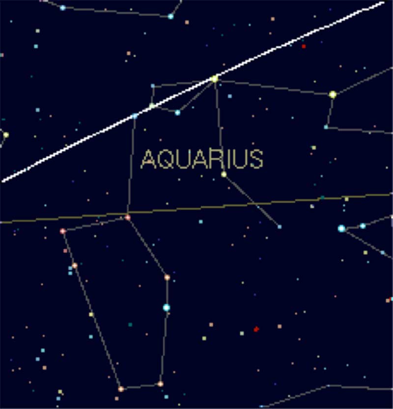 A star map of the Aquarius constellation.