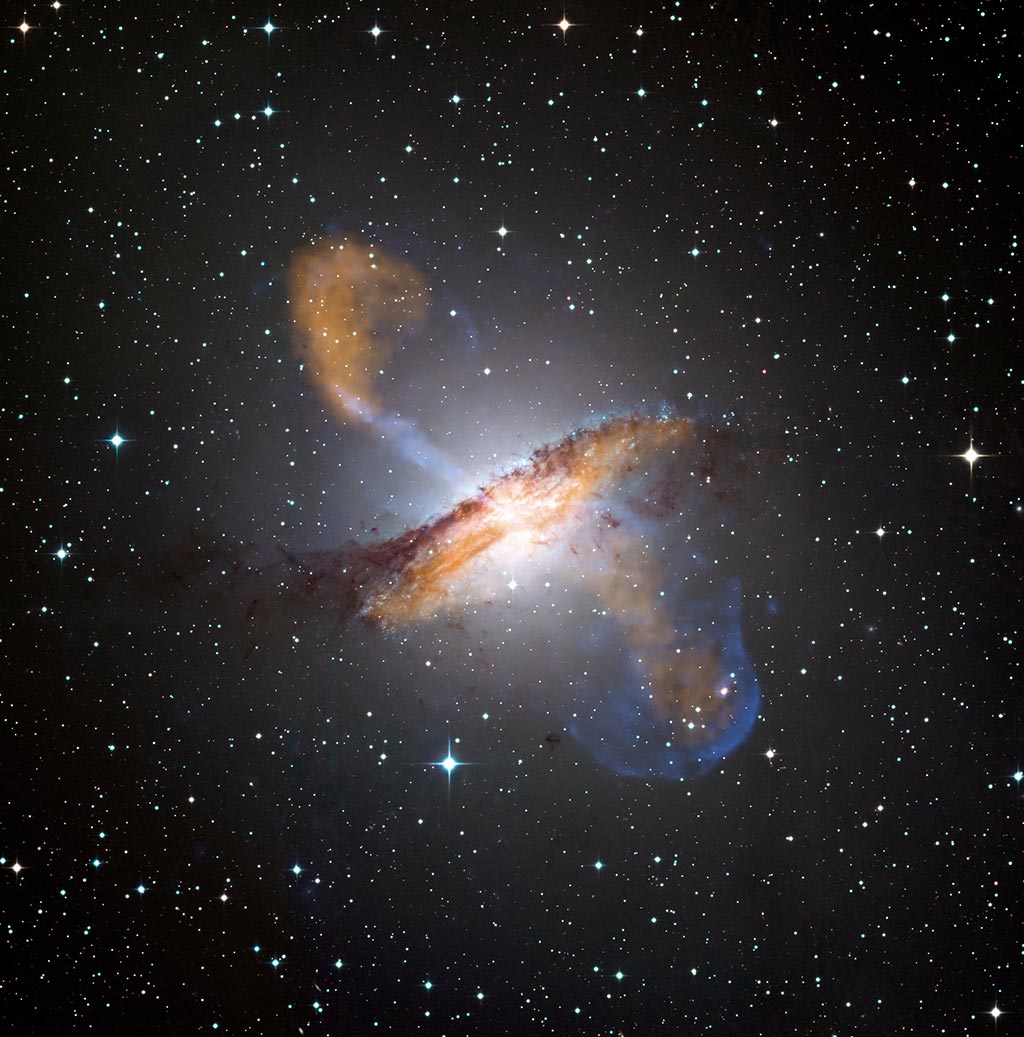 A photograph of Active galaxy Centaurus A, also classified as a radio galaxy.