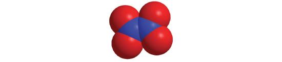 Two central blue atoms are bound to each other, on each blue atom, there are two red atoms bound it it.