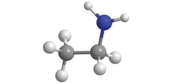 2 carbon chain with a blue atom bound to one of the carbons. The blue atom has two hydrogens.