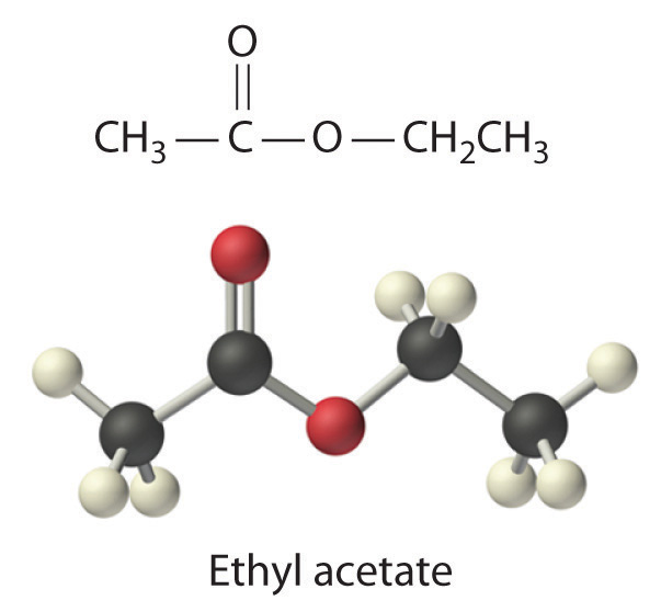 Estructura del acetato de etilo.