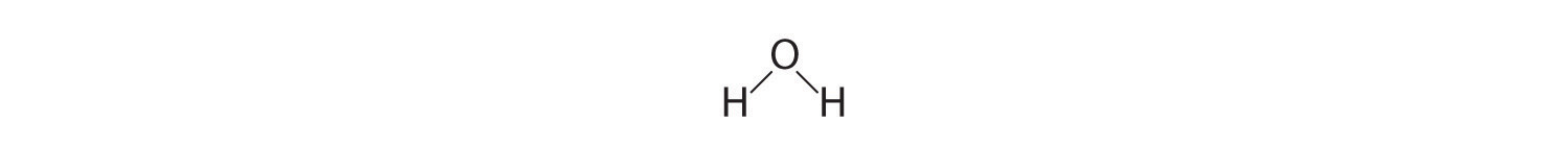 Structural formula for water.