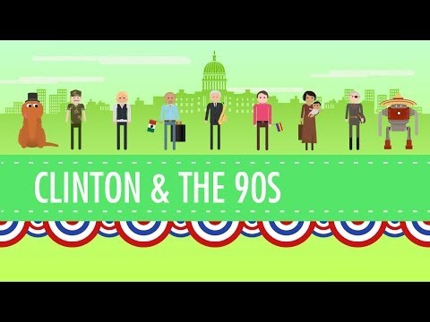 Thumbnail for the embedded element "The Clinton Years, or the 1990s: Crash Course US History #45"