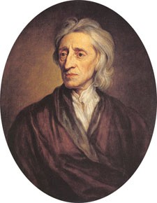 A painting shows John Locke.