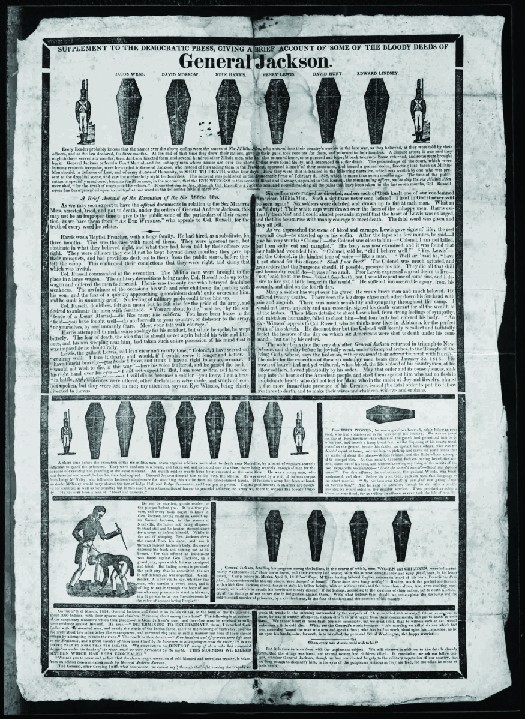 An image of a handbill from the 1828 presidential election. The top reads