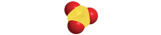 Molecule wit one large yellow central atom bound to three red atoms.