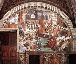 The Coronation of Charlemagne - a painting by Raphael