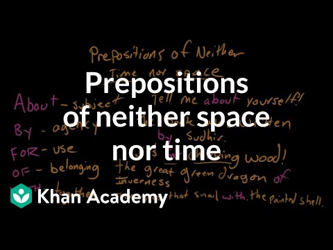 Thumbnail for the embedded element "Prepositions of neither space nor time | The parts of speech | Grammar | Khan Academy"