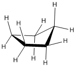 Vista lateral del ciclohexano.