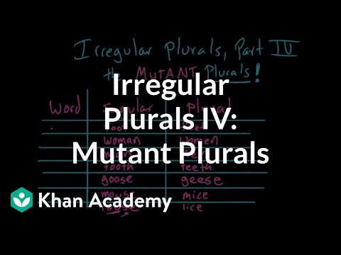 Thumbnail for the embedded element "Irregular plural nouns | the MUTANT PLURALS | Grammar | Khan Academy"