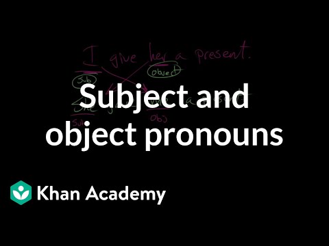Thumbnail for the embedded element "Subject and object pronouns | The parts of speech | Grammar | Khan Academy"