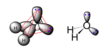 Structure of methane with orbital drawn in. 