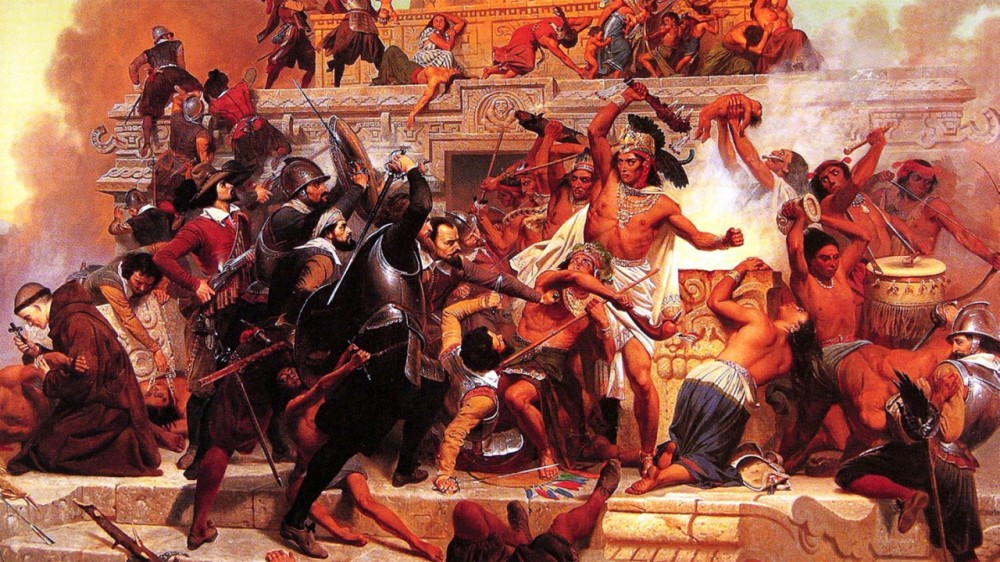 Storming of the Teocalli by Cortez and His Troops