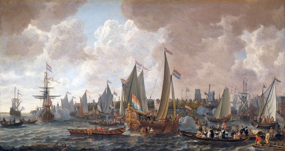 A fleet of ships arriving in Rotterdam