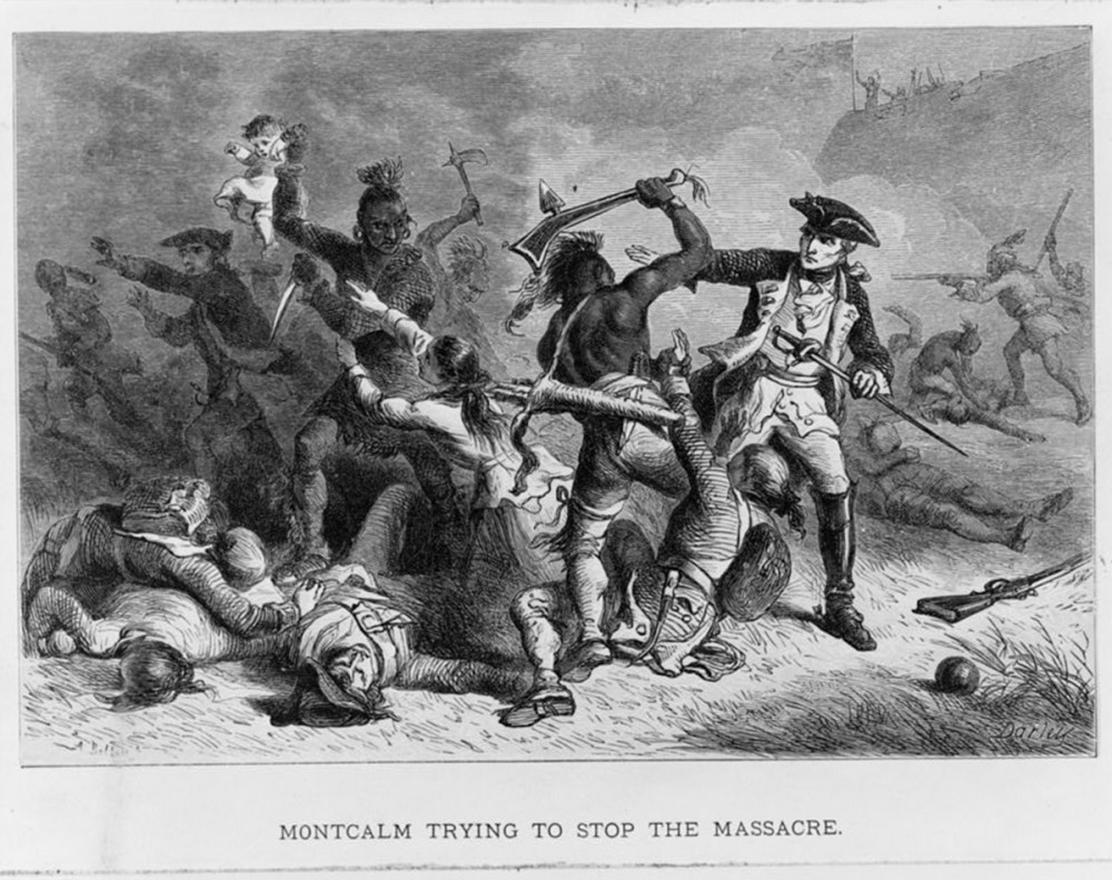 A battle between white colonists and natives.