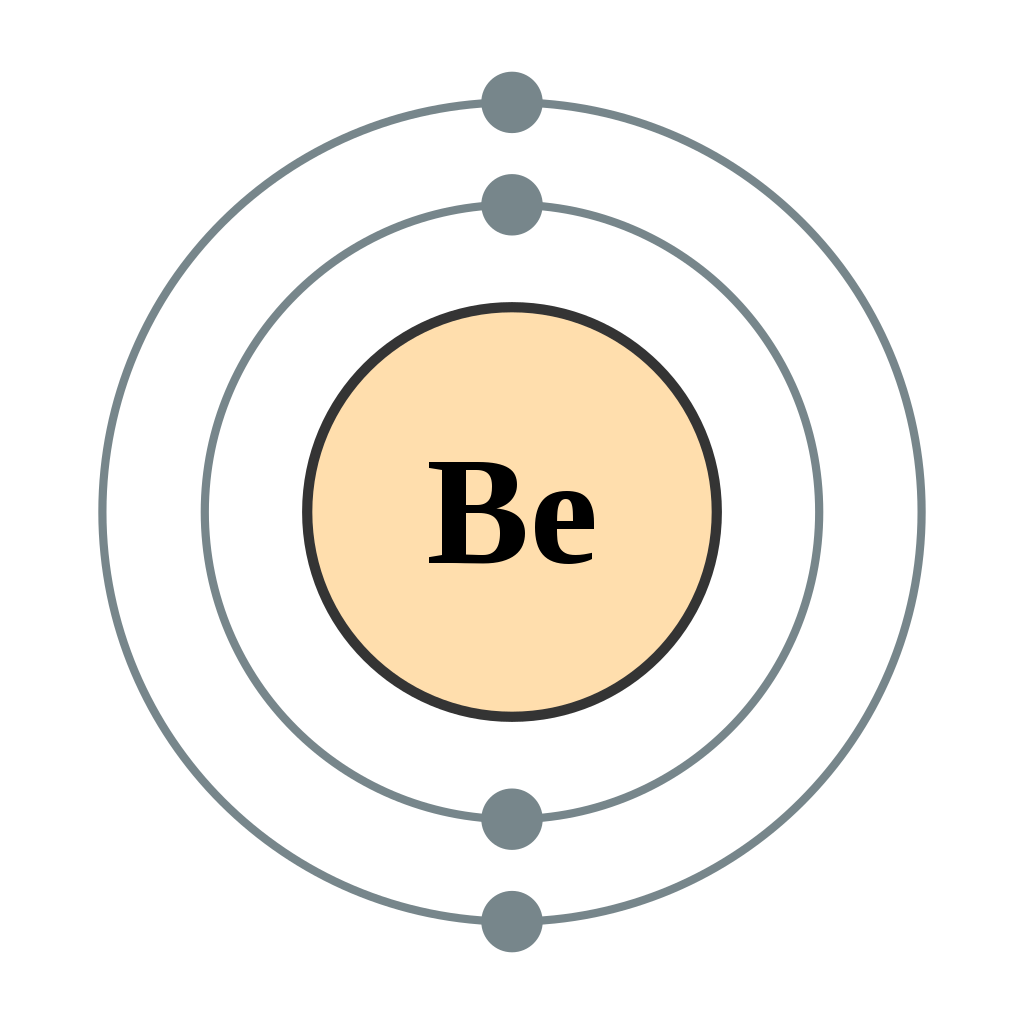 Berryellium con dos electrones en la subcapa 1s y dos electrones en 2s.