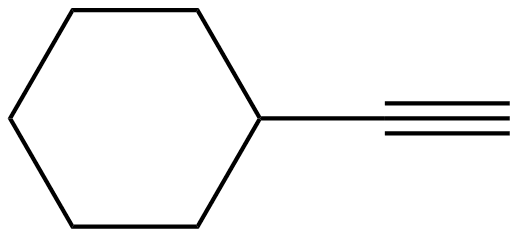Bond line drawing of cyclohexyl ethyne. 